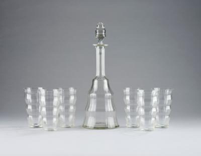 A seven-piece glassware set, in the manner of Josef Hoffmann, designed in around 1925 - Secese a umění 20. století