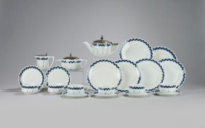 Elements of a tea service 'Donatello' with 'triangle' decoration, form design by Hans Günther Reinstein and Philipp Rosenthal, 1904, executed by Rosenthal, c. 1907-10 - Jugendstil and 20th Century Arts and Crafts