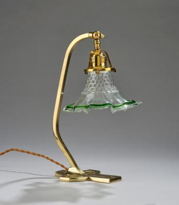 A brass table lamp with blossom-shaped lampshade, designed in around 1900/15 - Secese a umění 20. století
