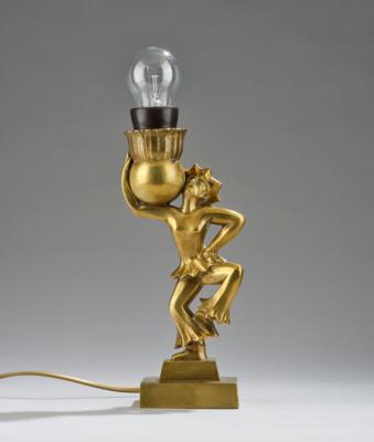 A brass table lamp foot with Pierrot motif, designed in around 1920/35 - Jugendstil and 20th Century Arts and Crafts