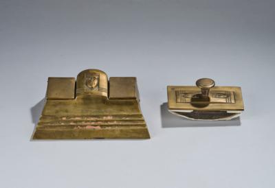 A two-piece writing set with female heads in the manner of Gustav Gurschner, designed in around 1900 - Jugendstil and 20th Century Arts and Crafts