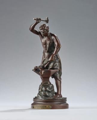 Adrienne Etienne Gaudez (Lyon 1845-1902 Neuilly sur Seine), a bronze object: blacksmith, France, c. 1900 - Jugendstil e arte applicata del XX secolo