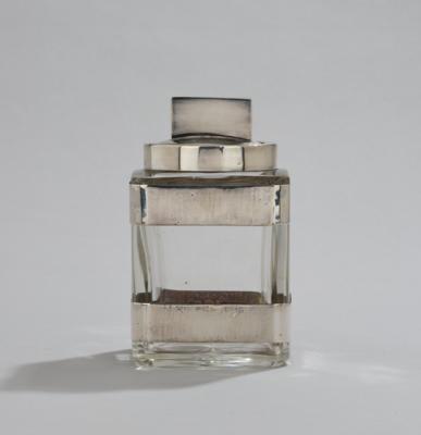 An Art Deco box with cover, made of clear glass with silver mount, Franz Heid, Vienna, by May 1922 - Secese a umění 20. století