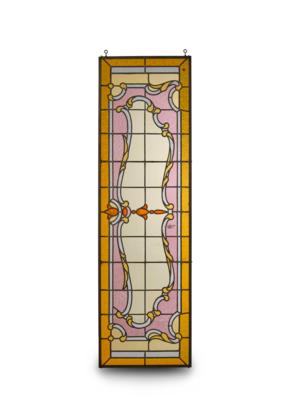 A stained glass door or window with floral motifs, c. 1900/1920 - Jugendstil e arte applicata del XX secolo