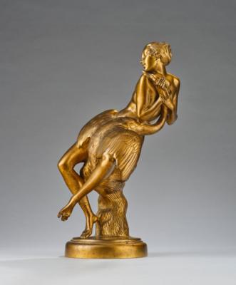 Heinrich Karl Scholz (Austria, 1980-1937), a bronze sculpture: Leda with the swan, Erzgießerei A. G., Vienna, c. 1920 - Jugendstil e arte applicata del XX secolo