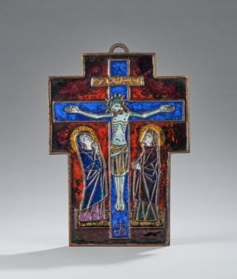 Max Spielmann (Innsbruck 1906-1984), an enamel relief: crucifix - Secese a umění 20. století