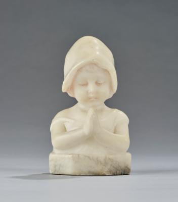 Petri (d. i. Petrides, János), an alabaster bust of a girl in prayer, model number 4575, Friedrich Goldscheider, 1913/14 - Secese a umění 20. století