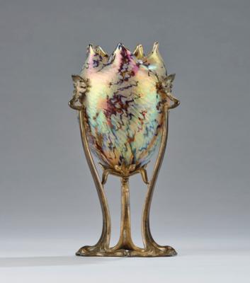 A vase with metal mount, Wilhelm Kralik Sohn, Eleonorenhain, after 1900 - Jugendstil e arte applicata del XX secolo