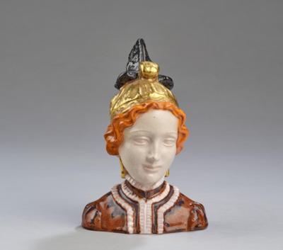 Emilie Schleiss, a female bust in traditional costume with a gold hairnet, model number 3009, Schleiss, Gmunden - Jugendstil e arte applicata del XX secolo