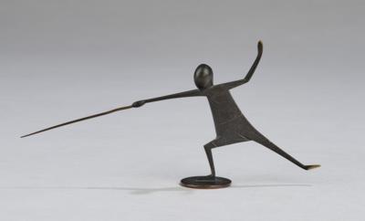 Franz Hagenauer, a fencer (fencing male figure), model number 32, first executed in 1958, executed by Werkstätte Hagenauer, Vienna - Jugendstil and 20th Century Arts and Crafts