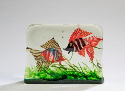 Großes Aquarium mit zwei Fischen und Unterwasserlandschaft, Gino Cenedese zugeschrieben - Kleinode des Jugendstils & Angewandte Kunst des 20. Jahrhunderts