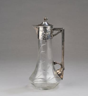 A handled jug with silver mount and floral motifs, Otto Hintze, Hamburg, c. 1900 - Jugendstil and 20th Century Arts and Crafts