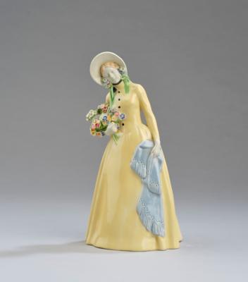 Johanna Meier-Michel, a small spring season figurine (“Frühling”), model number 1370, designed in around 1912/14, executed by Wiener Kunstkeramische Werkstätte (WKKW) - Jugendstil and 20th Century Arts and Crafts