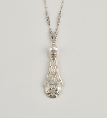A silver chain with pendant with floral motifs and baroque pearl, Vienna, by May 1922 - Jugendstil and 20th Century Arts and Crafts
