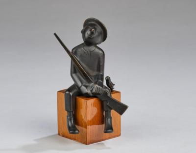A seated hunter with a bird, Werkstätte Hagenauer, Vienna - Jugendstil and 20th Century Arts and Crafts
