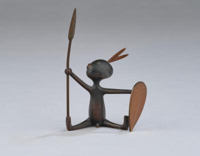 A child sitting with a spear and a shield, model number 9389, Werkstätte Hagenauer, Vienna - Jugendstil and 20th Century Arts and Crafts