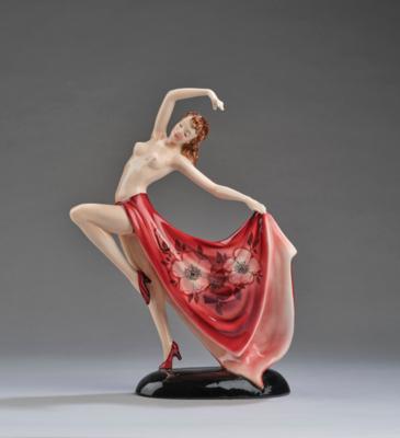 Stephan Dakon, a female dancer, model number 2069, Keramos, Vienna, as of 1950 - Jugendstil and 20th Century Arts and Crafts