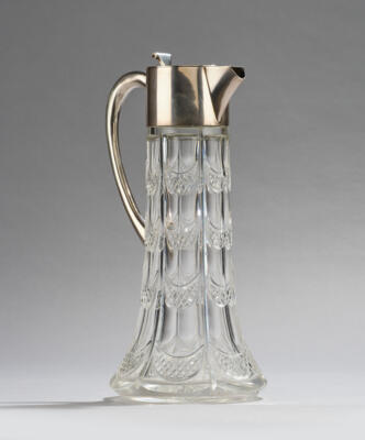 A carafe with handle with silver mount, Josef Husnik, Vienna, by May 1922 - Jugendstil e arte applicata del XX secolo