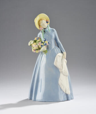 Johanna Meier-Michel, a spring season figurine, model number 1143, executed by Wiener Kunstkeramische Werkstätte (WKKW), c. 1914 - Secese a umění 20. století