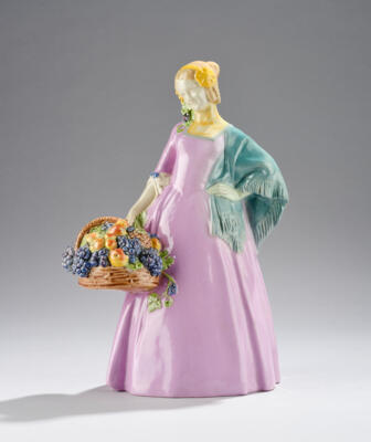 Johanna Meier-Michel, an autumn season figurine ("Herbst"), model number 1144, executed by Wiener Kunstkeramische Werkstätte (WKKW), c. 1914 - Jugendstil e arte applicata del XX secolo