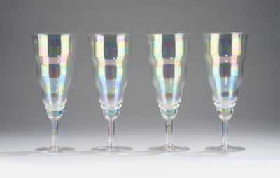 Josef Hoffmann, four stem glasses, designed in around 1925, executed by J. & L. Lobmeyr, Vienna - Secese a umění 20. století