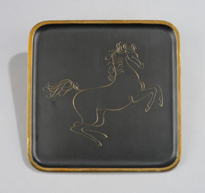 Karl Hagenauer, an engraved tray with a depiction of a horse, Werkstätten Hagenauer, Vienna - Jugendstil e arte applicata del XX secolo