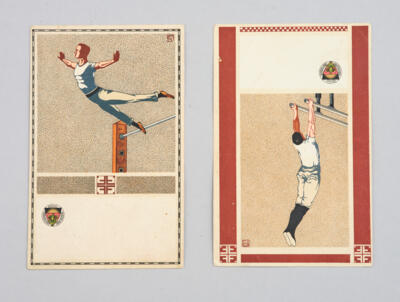 Koloman Moser, two postcards: Deutscher Schulverein 1880, card no. 101 and 103, Kunstdruckerei Josef Eberle, Vienna VII, Schottenfeldgasse 88, Vienna, c. 1910 - Jugendstil e arte applicata del XX secolo