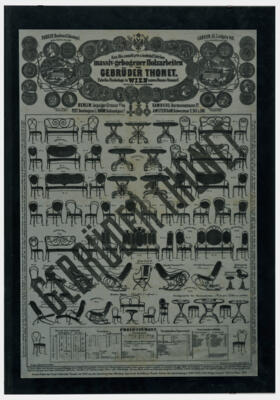Muster-Plakat der Firma "Gebrüder Thonet" von 1870 aus der Sammlung Peter Ellenberg - Kleinode des Jugendstils & Angewandte Kunst des 20. Jahrhunderts