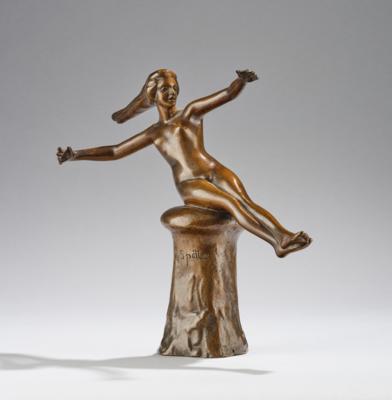 O. Späte, a bronze object of a balancing female figure, c. 1920 - Jugendstil e arte applicata del XX secolo