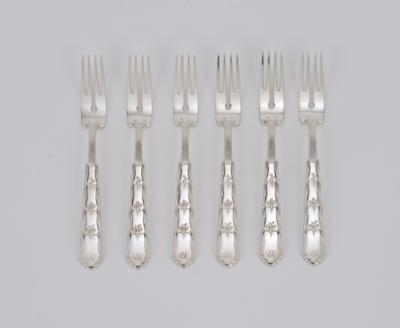 Otto Prutscher (Vienna, 1880-1949), six silver fish forks for Leo Nowak, participating corporation: Wiener Werkstätte, c. 1915 - Jugendstil e arte applicata del XX secolo