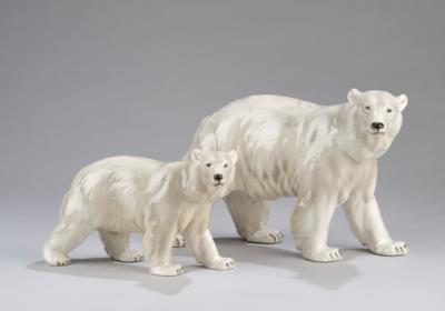 Rudolf Chocholka, two polar bears, model numbers 1896 and 5107, Keramos, Vienna, as of c. 1950 - Secese a umění 20. století