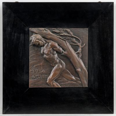 Stefan Schwartz (Österreich, 1851-1924), großes Relief: 1914 "Sturm", Wiener Gesellschaft von Freunden der Kleinplastik - Kleinode des Jugendstils & Angewandte Kunst des 20. Jahrhunderts