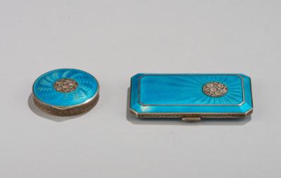 A tabatière and powder compact with enamelling and floral motifs, Leopold Austerlitz and Karl Fleischhacker, Vienna, as of May 1922 - Secese a umění 20. století