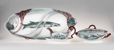 A three-piece fish service, designed by Hermann Gradl, 1899, executed by Ernst Wahliss, Turn/Vienna - Jugendstil e arte applicata del XX secolo