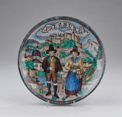 Franz von Zülow, a wall plate: 'Salzburg', executed by Schleiss, Gmunden - Secese a umění 20. století