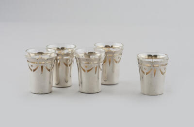Five liqueur glasses with silver mount, Lippa & Co., Vienna, by May 1922 - Jugendstil and 20th Century Arts and Crafts