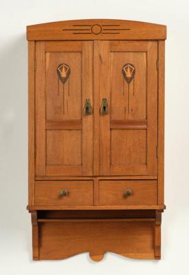 A hanging medicine cabinet with geometrically inlaid doors, c. 1920/30 - Jugendstil and 20th Century Arts and Crafts