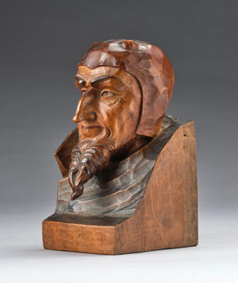 Leopold Daxböck, wood sculpture: Mephisto, sculptor studio, Salzburg, 1936 - Secese a umění 20. století