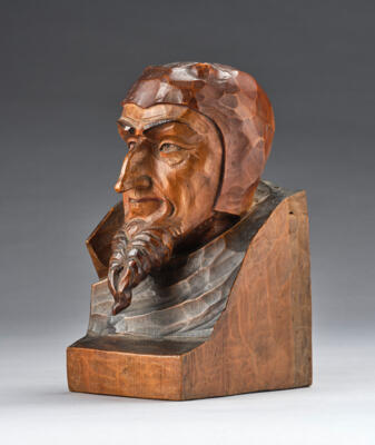 Leopold Daxböck, wood sculpture: Mephisto, sculptor studio, Salzburg, 1936 - Jugendstil and 20th Century Arts and Crafts