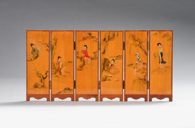 A miniature screen with Asian motifs, c. 1900 - Jugendstil e arte applicata del XX secolo