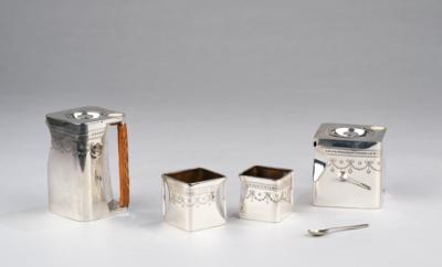 Robert Crawford Johnson, a four-piece service “The Cube”, Cube Teapots Ltd, designed in 1916, Thomas Wilkinson & Sons for Cunard Steamship Company for Luxury Ocean Liners (First class passengers) - Jugendstil and 20th Century Arts and Crafts