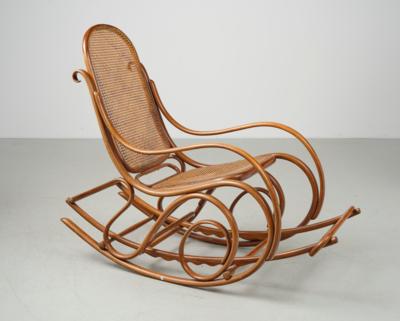 A rocking chair ("Schaukelfauteuil") with footrest ("Schaukelfußablage"), model number 4, and model number B, designed before 1904, executed by Gebrüder Thonet, Vienna - Jugendstil e arte applicata del XX secolo