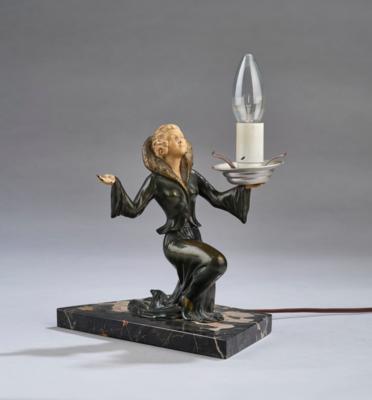 A table lamp with kneeling female figure made of bronze, c. 1920/35 - Jugendstil and 20th Century Arts and Crafts