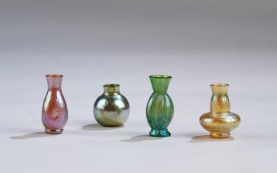 Four miniature vases, Johann Lötz Witwe, Klostermühle, c. 1900 - Jugendstil e arte applicata del XX secolo