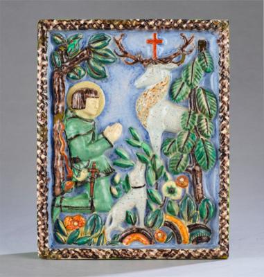 A wall tile: The Conversion of St. Hubertus, c. 1920/30 - Jugendstil and 20th Century Arts and Crafts