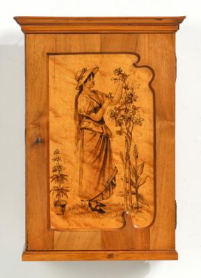 A pharmacy cabinet with a figural scene: depiction of a female figure with herbs, c. 1930 - Jugendstil e arte applicata del 20 secolo