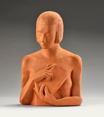 An Art Déco bust: depiction of a modern woman with a book, c. 1930/40 - Secese a umění 20. století