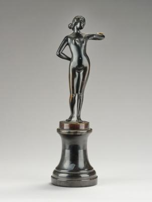 A bronze figure: female nude with butterfly, Gardienne, Paris, c. 1920 - Secese a umění 20. století
