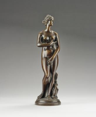 A bronze group: female nude with a small putto riding a fish, c. 1920/30 - Secese a umění 20. století