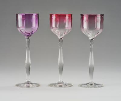 Three wine glasses, School of Koloman Moser, probably commissioned by E. Bakalowits & Söhne, Vienna, c. 1900 - Jugendstil and 20th Century Arts and Crafts